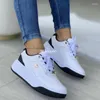 Casual Shoes 2024 Kvinnor Sneakers Pu Leather Thick Soled Lace-Up Ladies Platform Vulcanized Zapatillas Mujer