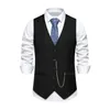 Mäns västar Solid Color Vest Chain Decoration Elegant V-ringning Waistcoat med detaljer för bröllopsfest Slim Fit Spring