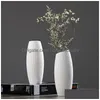 Vases New Ceramic Handicraft White Vase Modern Simple Porcelain Living Room Decoration Home Furnishing Craft 210409 Drop Delivery Home Dhhz5