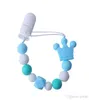 Newborn Silicone Teething Pacifier Clips Safe Crown Silicone Beads Flower Pacifier Chain Holder for Baby Chew Toy1592479