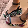 Сандалии 2024, изысканная стильная и универсальная женская обувь на платформе со змеиным узором, летняя женская обувь в римском стиле с маффинами
