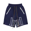 Shorts masculinos de grife reflexivos letras cinza logotipo impressão zip bolso casual masculino solto ajuste vintage esportes cordão shorts