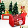 Gift Wrap Christmas Mailbox Candy Story Tinplate Box Lovely Xmas Metal Kids Case Tree Hanging Ornament Navidad Home Decoration Dro DHB6M