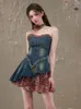 Vestidos casuais verão vintage denim vestido mulheres retalhos floral festa mini feminino coreano moda designer elegante magro 2024