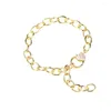 Bracelets de charme Eyika Punk Gold Link Chain Bracelet avec Zircon Coeur Spring Fermoir pour Femmes Hommes Déclaration Métal Bracelet Tendance Femme Bijoux