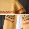 Strickjacken Langarm Strickjacke Damen Lose Oneck Vintage Design Argyle Einreiher Frühling Herbst Allmatch Oberbekleidung Gemütlich Weich Harajuku