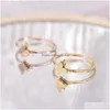 Band Rings Update Stainless Steel 18K Gold Plated Ring Band Girls Butterfly Charm Rings Womans Fine Fashion Jewelry Gift Drop Deliver Dh0Dd