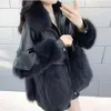 Frauen Pelz Winter Faux Mäntel Weiblichen Koreanischen Leder Nachahmung Patchwork Gepolsterte Jacken Frauen Lange Verdicken Warme Parkas Mantel