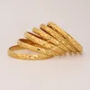 8mm 6pcs/Lot Dubai Gold Bareles for Women Men Men 24k Color Bracelets African Jewelry Saudi Gedding Gride Gift 240226