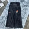 Y2k denim shorts homens rua punk hip hop anime impressão curto multi bolso decoração vintage na moda baggy casual na altura do joelho calças 240227