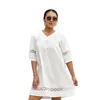Party Dresses Women s Summer Mini Dress Bohemian Half Sleeve V Neck Solid Color Flowy Tunic