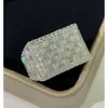 Hip Hop Fine Jewelry Ring Iced Out VVS Baguette Emerald Moissanite Diamond Silver eller 10K 14K Real Gold Square Rings