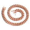 Granny Chic 10mm14mm Curb Cuban Link Chain Necklace for Men Women Rose Gold Plated Stainless Steel CZ Beauty Jewelry 240305