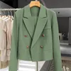 Elegant Crop Blazer Mujer Long Sleeve Kortjacka Kvinnor Spring Autumn Fashion Casual Slim Outerwears Blazers Feminino 240226