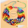 Perles Strand 8 couches à la main Bohème Amitié Bracelet Ethnique Colorf Graine Perle Fleurs Charme Pour Femmes Plage Drop Livraison Jewe Dhfqz