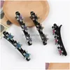 Hair Clips Barrettes Sweet Korean Style Acrylic Crystal Flowers Braid Hairpins For Women Girl Clip Bangs Side Accessories Drop Del Dhtnm