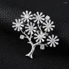 Brooches Luxury Copper Zirocn Flower Tree Pins Bling Brass For Women Girls Dress Blouse Corsage Jewelry