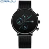 Hommes Femmes Chronomètres CRRJU Conception Unique De Luxe Sport Montre-Bracelet En Acier Inoxydable Bracelet En Maille Mode Homme Casual Date Watc297S