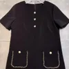 Runway Dress 2024 White/black Crew Neck Short Sleeves Slim Buttons Sequins Long Dresses Holiday Vestidos De Festa 30719