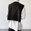 Men's Vests PFHQ Short Vest Personalized PU Leather Buckle Niche Korean Design Fashion Chic Sleeveless Cool Waistcoat Summer 9A0594