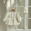 Macacões adorável bebê tule vestido macacão e boné primavera outono infantil tule renda bodysuit manga longa coreano roupas de bebê uma peça l240307