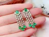 Stud Natural Emerald Jewelry 925 Sterling Silver Created Green Gemstone Dangle Earrings Ring for Women039s Gift 2210229691168