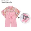 Jumpsuits Dzieci Kimono GirlsBaby One Piece Spring Lato Spring Autumn Długie rękaw japońskie nadruk romper stroje wakacyjne stroje L240307