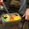 Geschirr 800ML Aluminium Lunch Box Outdoor Beheizbare Picknick Mit Dampf Rack Camping Set Reise Bento Gedämpftes Gemüse