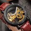 Relogio Masculino SHENHUA Automatische Mechanische Tourbillon Horloges Mannen Topmerk Luxe Lederen Band Transparant Skeleton Horloge D18279P