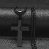 Colares de pendentes HNSP Aço inoxidável Cristo Jesus Colar Cadeir Chain For Men Mulheres Acessórios Góticos de Jóias Góticas