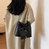 Sacs à bandoulière Xiuya Vintage Femmes Sac à bandoulière Bow Chaîne Pu Cuir Couleur Solide Haute Qualité Casual Simple Premium Quotidien Sac à main