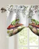 Curtain Frog Mushroom Flower Watercolor Short Window Adjustable Tie Up Valance For Living Room Kitchen Drapes