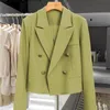 Elegant Crop Blazer Mujer Long Sleeve Kortjacka Kvinnor Spring Autumn Fashion Casual Slim Outerwears Blazers Feminino 240226