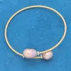 Braccialetti con ciondoli Bracciale con perle da donna Anello in rame dorato regolabile Due perle di riso naturale viola per regalo di gioielli