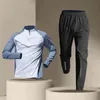 Quick Dry Male Clothes Tracksuit Tshirt Sets Spring Autumn Men Half Zipper Long Sleeve Breathable Sports Training Pants Suit 240226