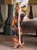 Spodnie damskie Tassels Women Lśniące Capris High Talle Spodnie