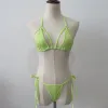 Conjunto micro biquíni sexy cor sólida estilingue corda oco anel de metal menina praia banho feminino biquini mini biquinis