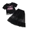 Kläder sätter Prowow 1-6y Toddler Girls Clothes Black Tassel T-shirts och Mesh kjolar Summer 2st för outfit Child