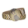 Diamanten riem met kristallen studs en schedelgesp Hoogwaardige diamanten pailletten trendy unisex riem met waterboorriem met ronde gesp