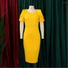 Vêtements ethniques en S-XXXL vert rouge jaune robes de soirée pour femmes Chubby vêtements féminins africains en promotion jupe midi moulante 2024