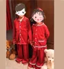 Pigiama natalizio coordinato per ragazze e ragazzi Set pigiama in velluto rosso per bambini Baby Enfent Sleepwear Blank PJS per bambini 240304