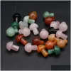 Stone Random Color Mini Mushroom Plant Statue Natural Stone Carving Aquarium Home Decoration Crystal Polishing Gem Drop Delivery Jewe Dhmg7