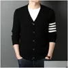 Men'S Sweaters Mens Sweaters Top Grade Autum Winter Brand Fashion Knitted Men Cardigan Sweater Black Korean Casual Coats Jacket Cloth Dh8Kn