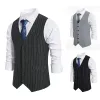 Vests New Men's Stripe Vest Suit Vest Single breasted Designer Brand Sleeveless Formal Coat Top Adult Dress Tuxedo