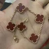 Charm Bracelets Classic Designer Bangle White Red Blue Agate Gold Silver Charm Bracelets 18k Gold Plated Leaf Clover Women Luxury Jewelry