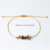 Chaîne Irregar Crystal Chip Naturel Pierre Bracelet Corde Réglable Tressé Gravier Pierres Précieuses Bracelets Perlés Pour Drop Livraison Bijoux Dhtra