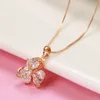 Pendentif Colliers Syoujyo Brillant Naturel Zircon Collier pour Femmes 585 Rose Or Couleur Fine Bijoux Boîte Chaîne Mariée Mariage