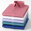 Rozciągają koszule męskie małe dla mężczyzn Slim Fit Social Business Sukienki Bluzka Biała koszula towarzyska S-8xl 240307