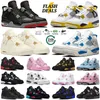 4S Bred Reacted 4 Basketball Shoes Sail Gold Gold Sail Vivid Sulfur First Class Black Cat Pink Red Blue Thunder Militar