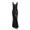 Casual Dresses Black Sleeveless Maxi Dress Women Sexy Summer Long Bodycon Mermaid Party 2024